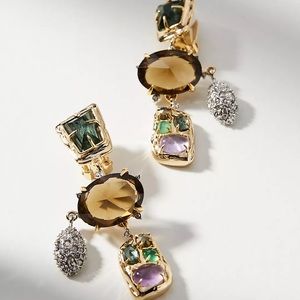 ALEXIS BITTAR Rocky Gripoix Chandelier 10k Goldplated & Multistone Earrings NWT